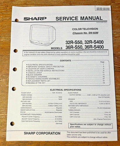 Sharp manuale servizio - sharp,
