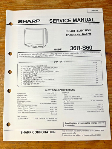 Sharp manuale servizio - sharp, di