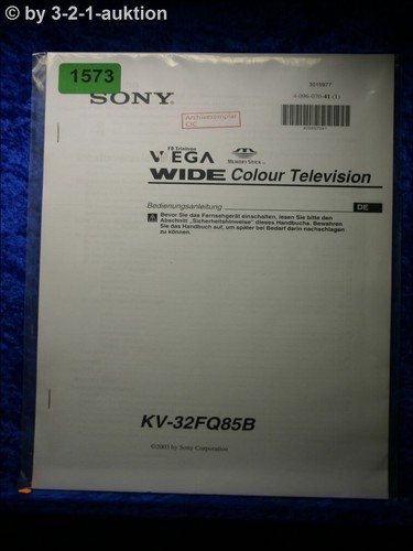 Sony manuale istruzioni kv - istruzioni,
