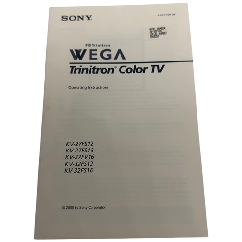Sony wega trinitron kv27fs12 - sony,