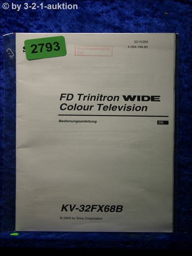 Sony manuale istruzioni kv - manuale,