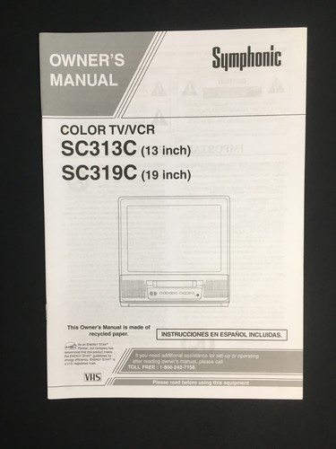 Symphonic color vcr manuale - color, tv/vcr