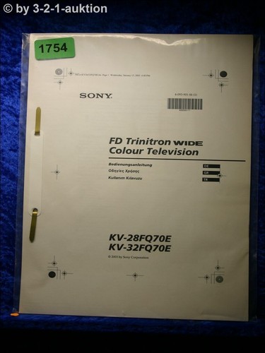 Sony manuale istruzioni kv - istruzioni,